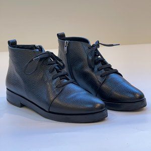 Black calf leather ankle length lace up bootie 8